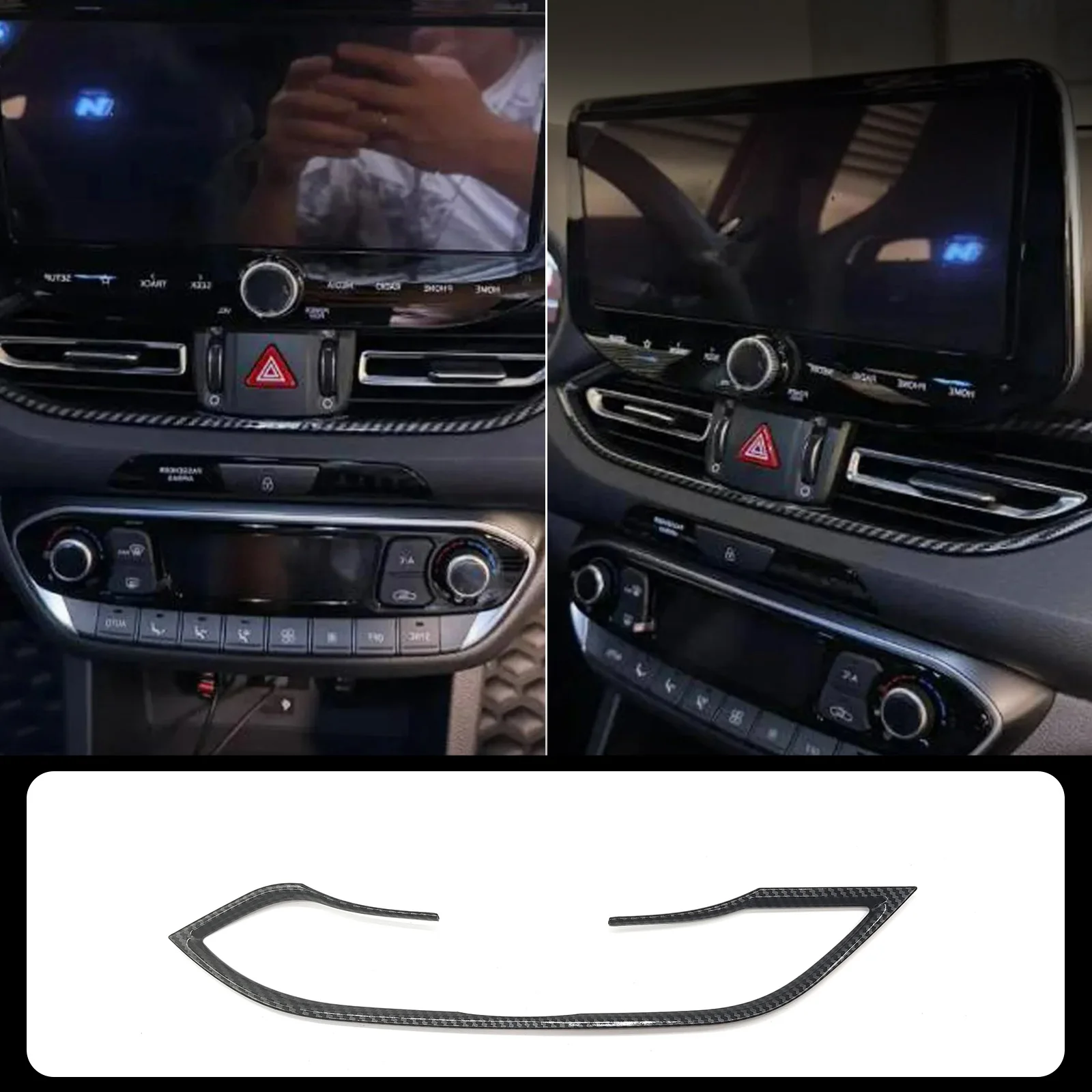 Für Hyundai i30 N 2018-2023 Carbon Fiber Streifen Vorne Mitte Air Vent Outlet Abdeckung Trim 1 stücke Image