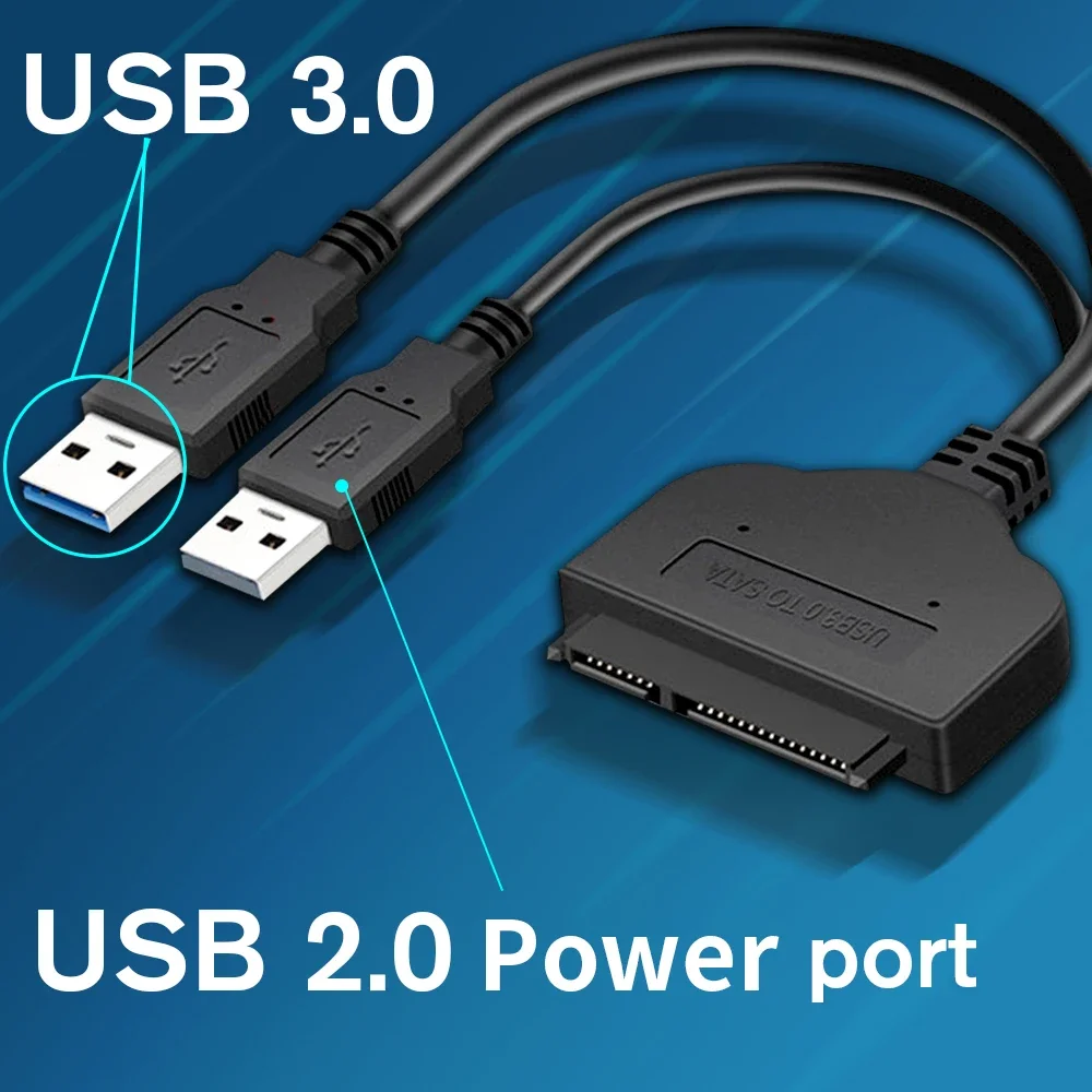 Sata zu USB 3.0/2.0 Festplatten-Adapter, unterstützt 2,5 Zoll externe SSD-HDD-Festplatte, 22-poliges Sata III-Kabel, Sata-USB-Kabel Image