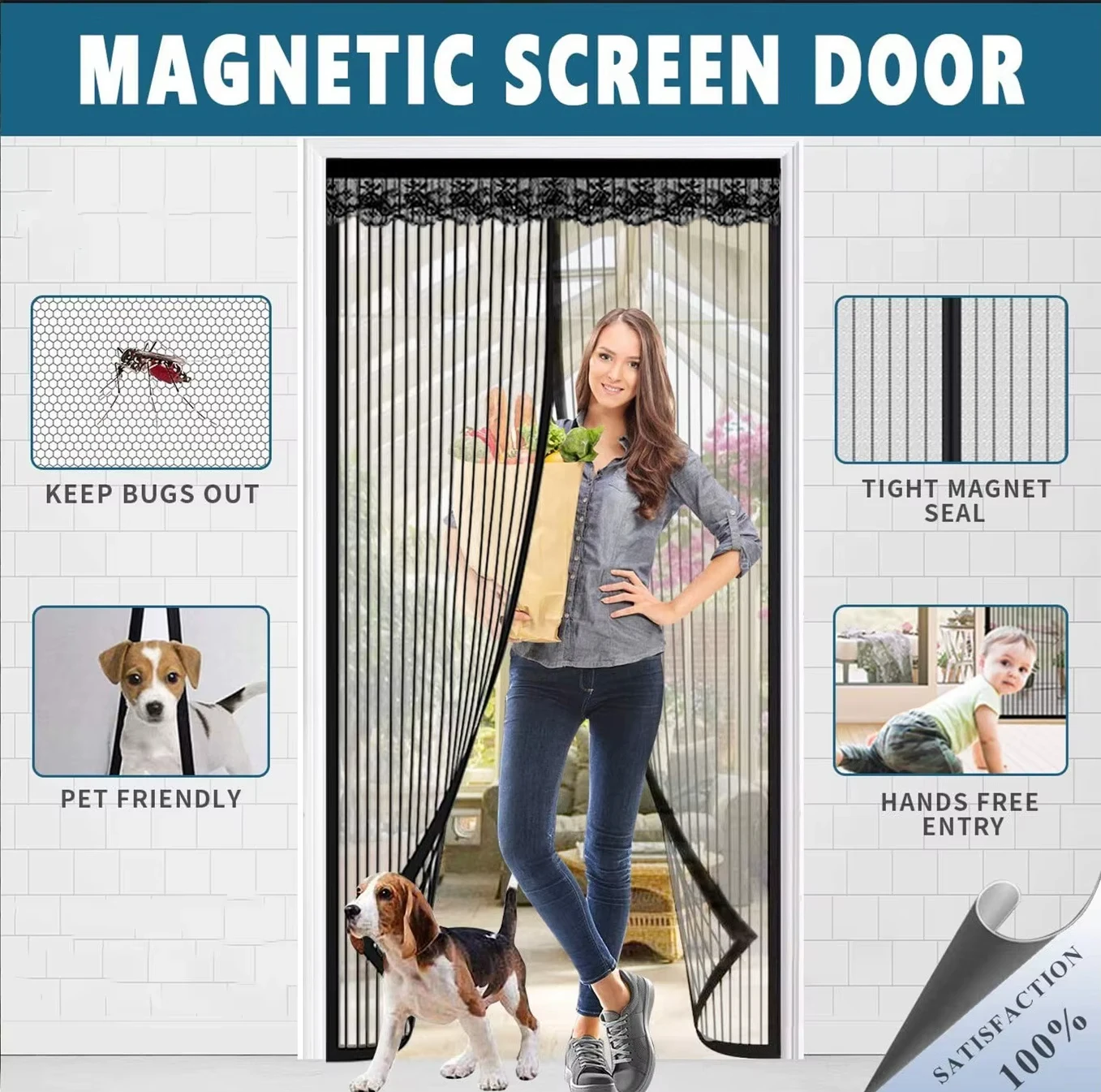 1 stücke Anti-Moskito Tür Net Sommer Automatische Schließen Magnetische Moskito Bildschirm Unsichtbare Tür Mesh Anti Bug Fly Partition vorhang Image