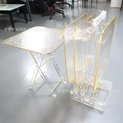 Middle East acrylic folding coffee table set transparent plexiglass water ripple square