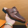 Klassische Herren-Lederschuhe mit halbem Absatz, Schwarz, Braun, flacher Absatz, ein Fuß, lässig, atmungsaktiv, High-End-Hausschuhe, Größe 38–48 Herrenschuhe