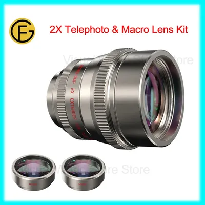 Fotorgear Retro 2X Telephoto Macro Lens Kit for Iphone 15 pro max / 16 pro / 16 pro max Macro Add-on Lens for Photography