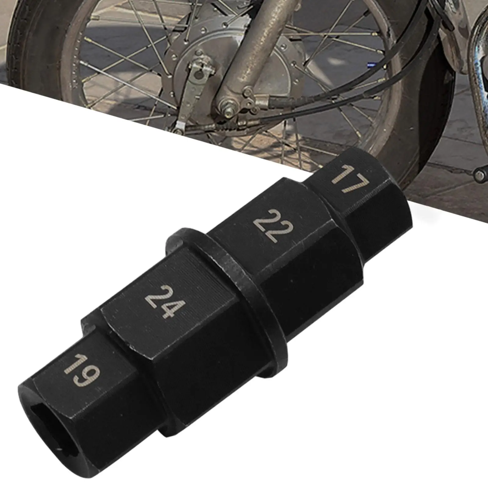 4-in-1-Motorrad-Vorderräder-Achsen-Entfernungswerkzeug für BMW K1200-Serie für Yamaha-Sechskant-Achsenadapter mit 17 mm, 19 mm, 22 mm, 24 mm Größen