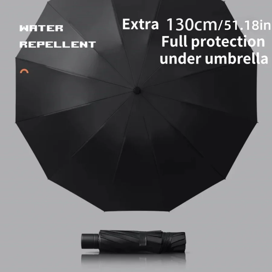 130 cm/51,18 Zoll hochwertiger Zehn-Knochen-Regenschirm, verstärkter Regenschirmrahmen, stark wasserdicht, winddicht, manueller großer Regenschirm Image