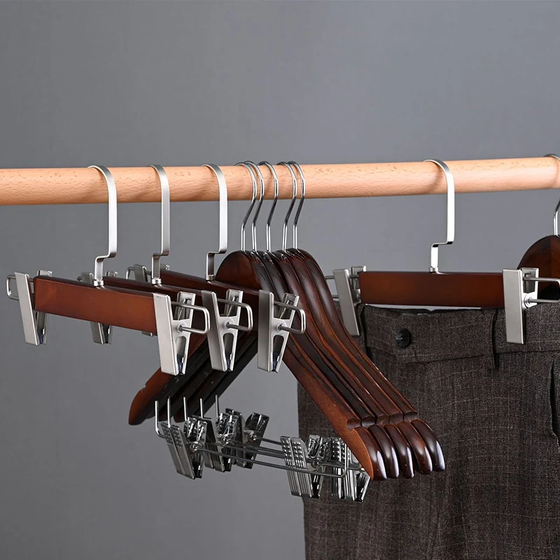 10/20/30 Stück Hosenbügel für den Laden, Retro-Hosenbügel aus massivem Holz, Clip, platzsparend, für Kleid, Kleiderschrank, Organizer, Kleiderständer