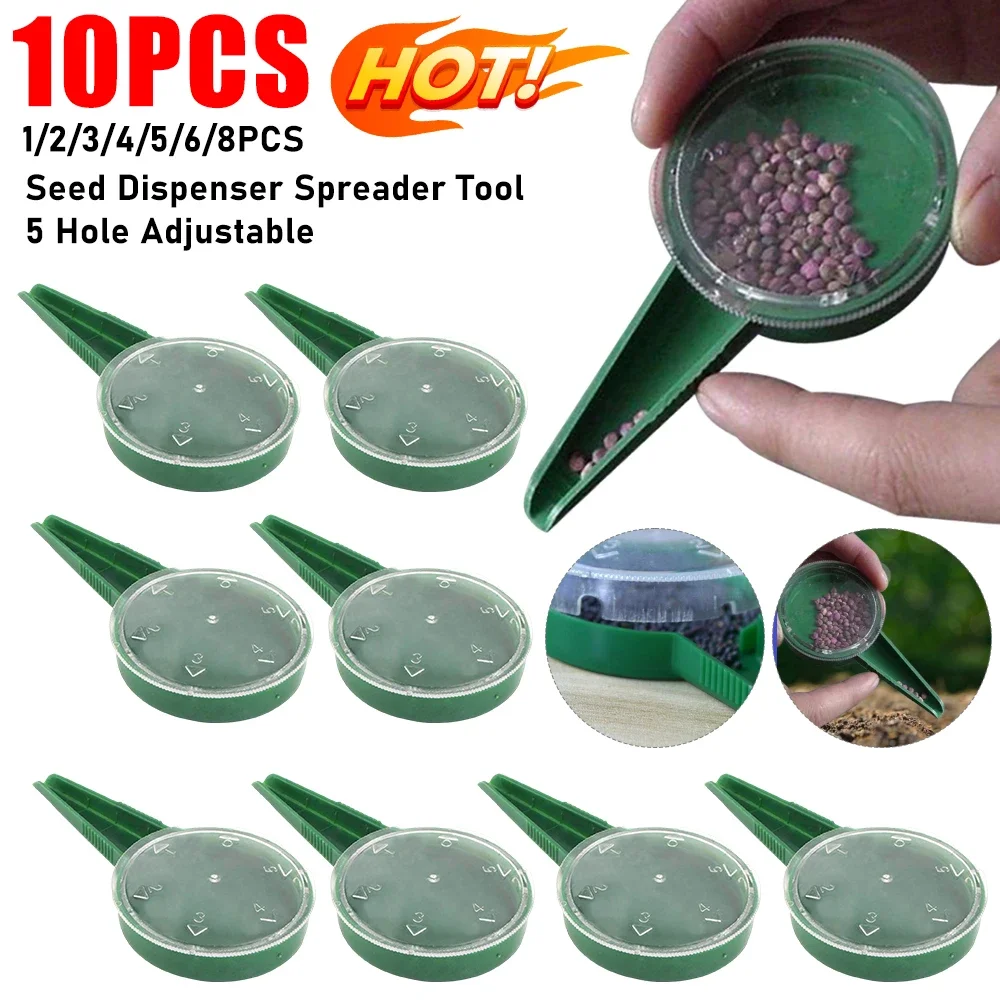 Pflanzensamen-Sämaschine, Pflanzensämaschine, verstellbares Loch, Garten-Multifunktions-Säumspender, Werkzeuge, anpassbar an verschiedene Größen von Samen Image