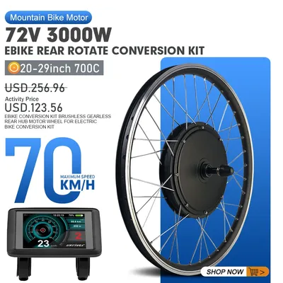 Ebike Conversion Kit 72V 3000W Brushless Rear Wheel Hub Motor Dropout 135mm 20/26/27.5/29inch For Electric Bike Conversion Kit