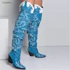 2025 Frauen Overknee Stiefel Sexy Nähgarn High Heels Schuhe Herbst Spitzschuh Schuhe Vintage Chelsea