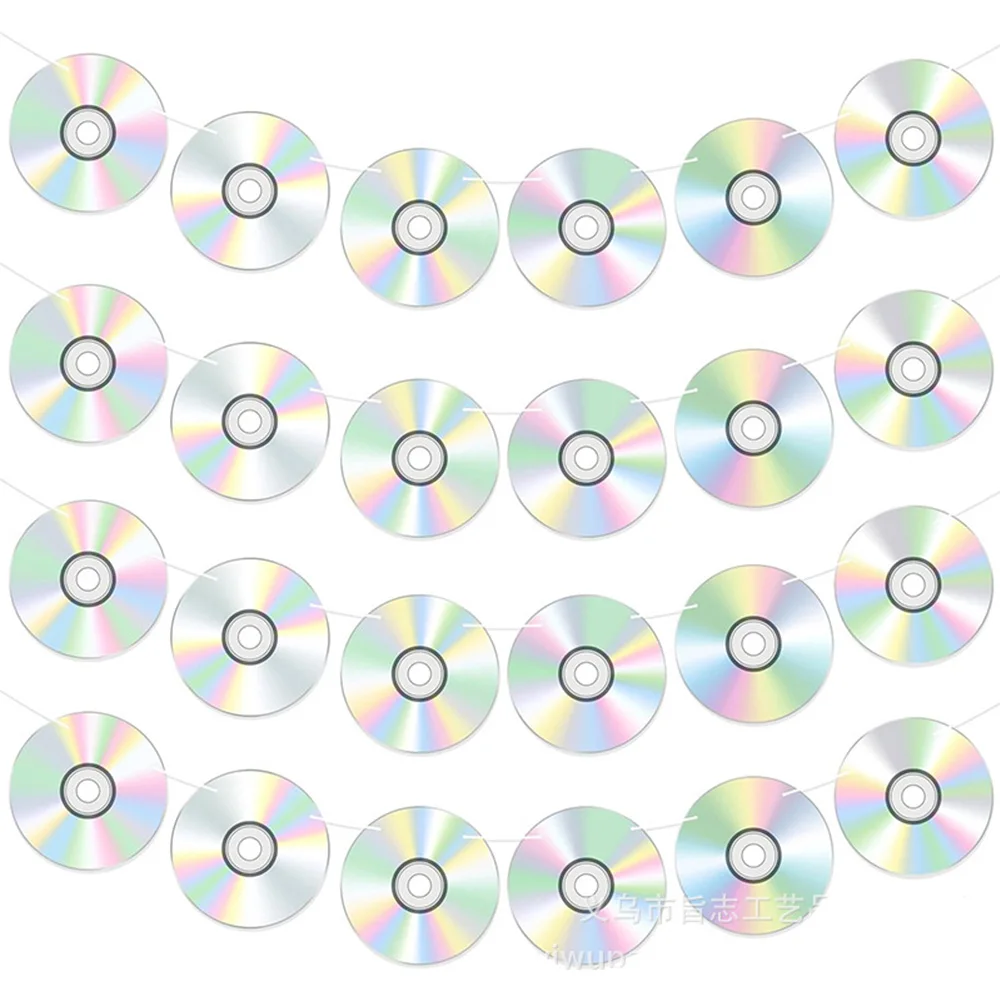 CD-Papierbanner, Retro-Thema der 90er Jahre, Disco-CD-Hängegirlanden, 90er-Jahre-Geburtstagsparty, Musik, Party, Wanddekoration, Zubehör Image