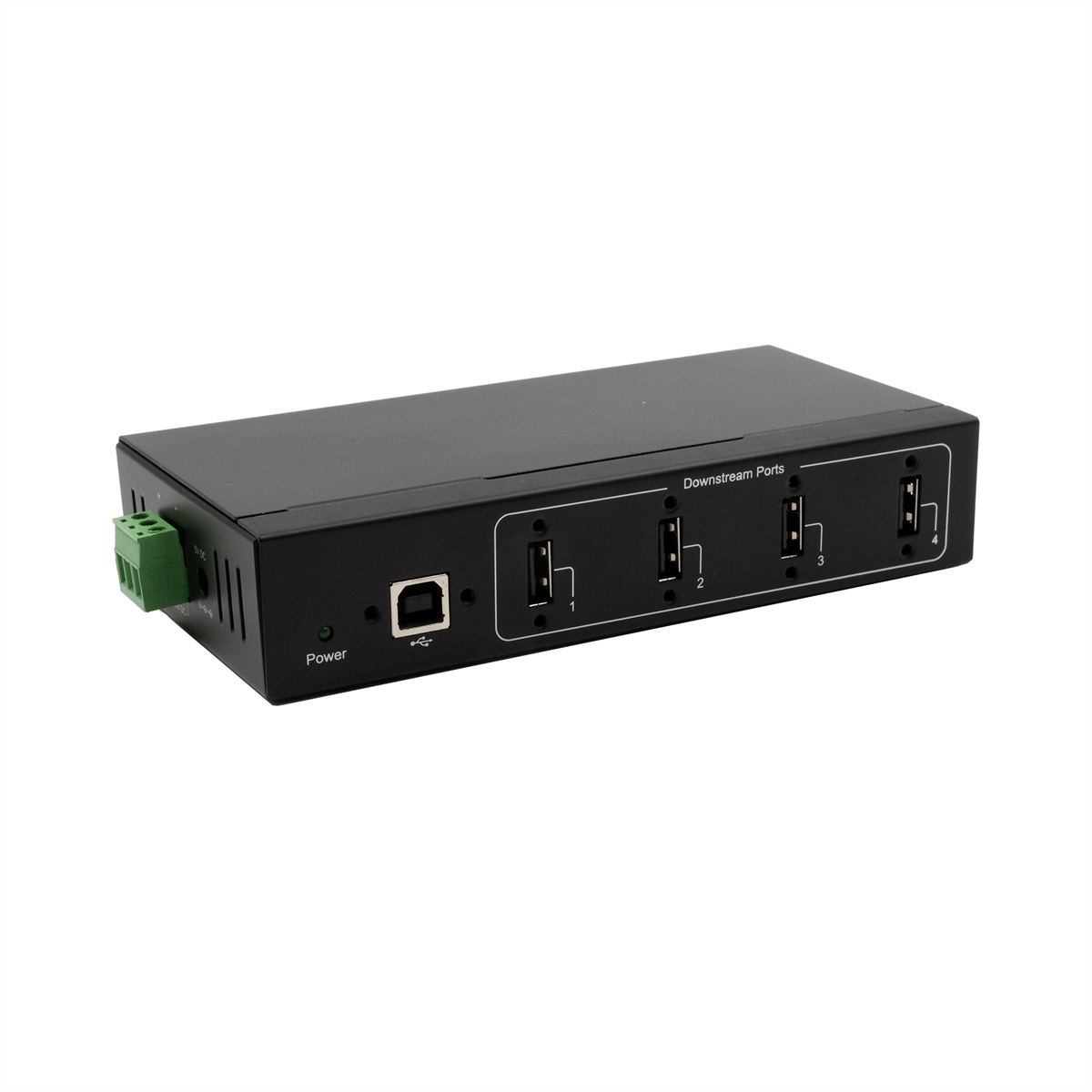 EXSYS EX-11214HMVS 4 Port USB 2.0 Metall HUB mit Netzteil 5V/2A Genesys Chipset Image