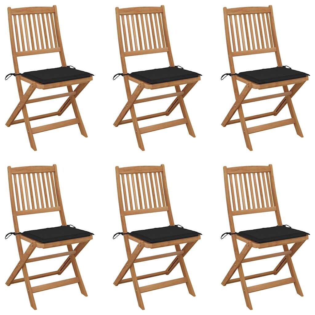 vidaXL Klappbare Gartenstühle 6 Stk. mit Kissen Massivholz Akazie Image