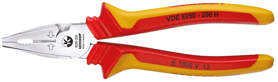 GEDORE VDE-Kraft-Kombinationszange mit Hüllenisolierung 200 mm, VDE 8250-200 H Image