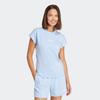T-Shirt ADIDAS SPORTSWEAR "W LIN SJ T", Damen, Gr. M, blau (glow blau, weiß), Obermaterial: 100% Baumwolle, sportlich, normal, Rundhals, Kurzarm, Shirts, Basic T-Shirt aus weichem Material