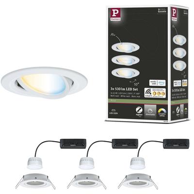 PAULMANN LED Einbauleuchte "LED Einbauleuchte Nova Coin rund 84mm 50", weiß, 3 flammig, Ø 8,4cm, 3 St., Lampen, Memoryfunktion, Farbwechsler, Farbsteuerung, Dimmer, Smart Home Image