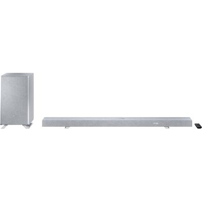 SHARP Soundbar "HT-SBW55121 5.1.2 Dolby Atmos/DTS:X mit Drahtlos-Subwoofer", silber, B:126cm H:7,5cm T:12,5cm, Lautsprecher