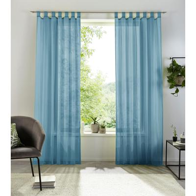 Gardine MY HOME "XANA mit Ösen, Kräuselband oder Schlaufen" Gr. 3, blau, B:145cm H:225cm, Voile, Polyester, Gardinen, Bestseller, einfarbig, 1 bzw. 2 Schals, pflegeleicht, Schal Image