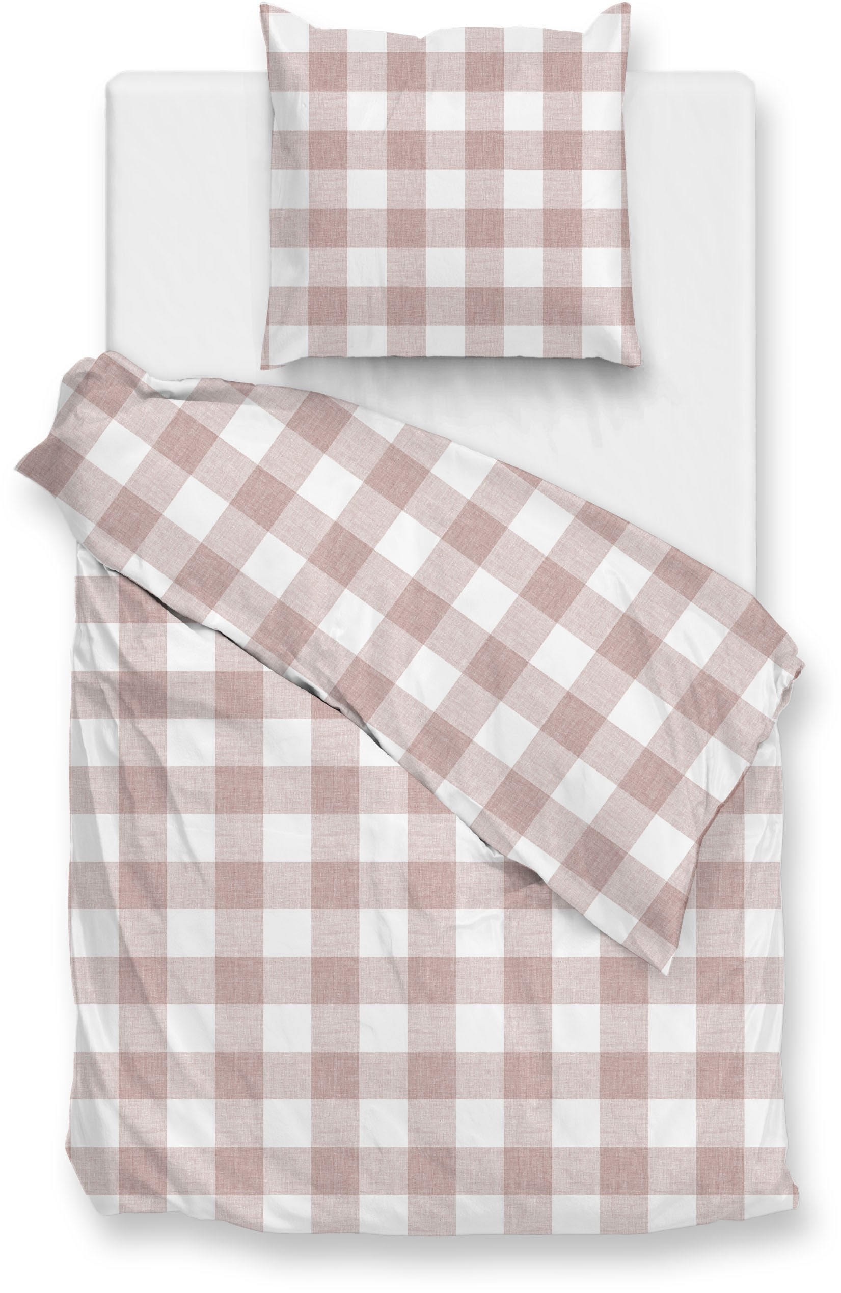 Bettwäsche ZO HOME "Quattro-di-Lino", beige (shell), B/L: 155cm x 220cm, 1 Stk., 1 Stk., Renforcé, B/L: 80cm x 80cm, 1 Stk., Renforcé, Obermaterial: 100% Baumwolle, Bettwäsche, Bettwäsche aus 100% Baumwolle, hochwertige Renforcé Image