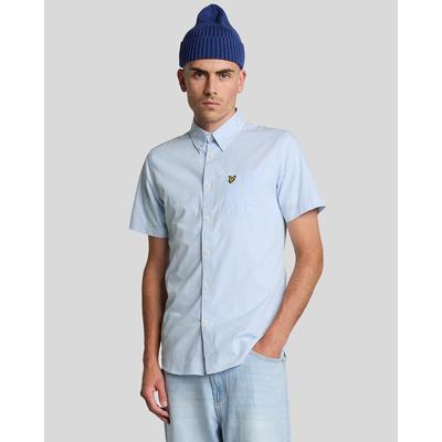 Lyle & Scott – Kurzärmliges Slim Fit-Hemd mit Vichy-Karomuster – Blau