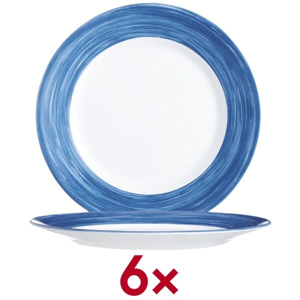 Arcoroc Desserteller Brush Teller flach 19,3 cm - 6 Stück 6 Stück blau, 19.3x2.5x19.3 cm