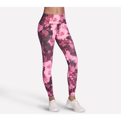 Skechers Women's GO FLEX RIB Inbloom Full Length High-Waisted Legging | Size XS | Natural/Burgundy | Nylon/Spandex