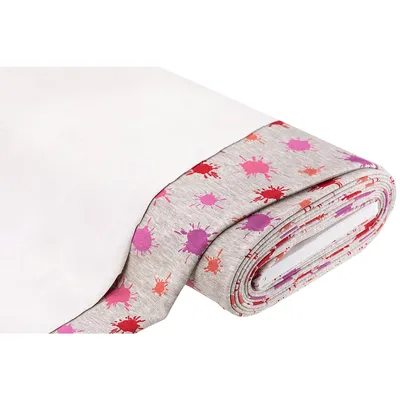 Sweatstoff Splash mit weich gerauter Innenseite, grau/pink Image