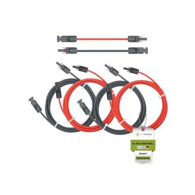 Solarkabel Doppelpack 4x PV-Kabel 6mm² H1Z2Z2-K Schwarz & Rot mit Solarstecker 4 x 6m - 6mm² Image