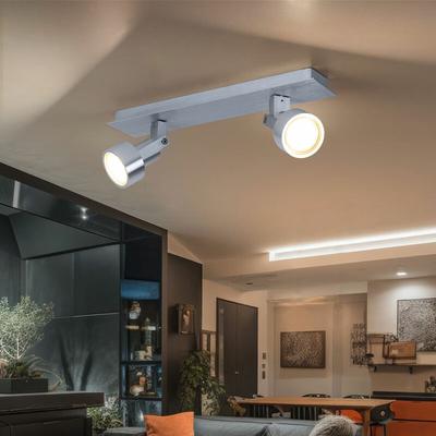 Globo - Deckenleuchte 2 Flammig Spotlampe schwenkbar Deckenlampe 2 Strahler Chrom, 2x led 3,2W Image