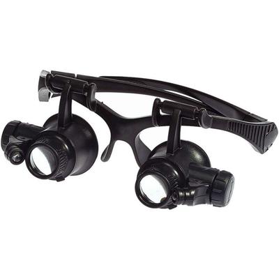LED-Kopflupe 10X 15X 20X 25X Optische Linse Glas Doppelaugenlupe mit LED-Licht Werkzeuge Messen