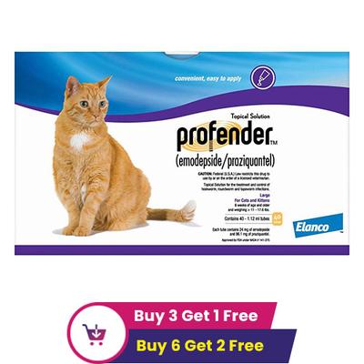 Profender Large Cats (1.12 Ml) 11-17.6 Lbs 3 Doses + 1 Free
