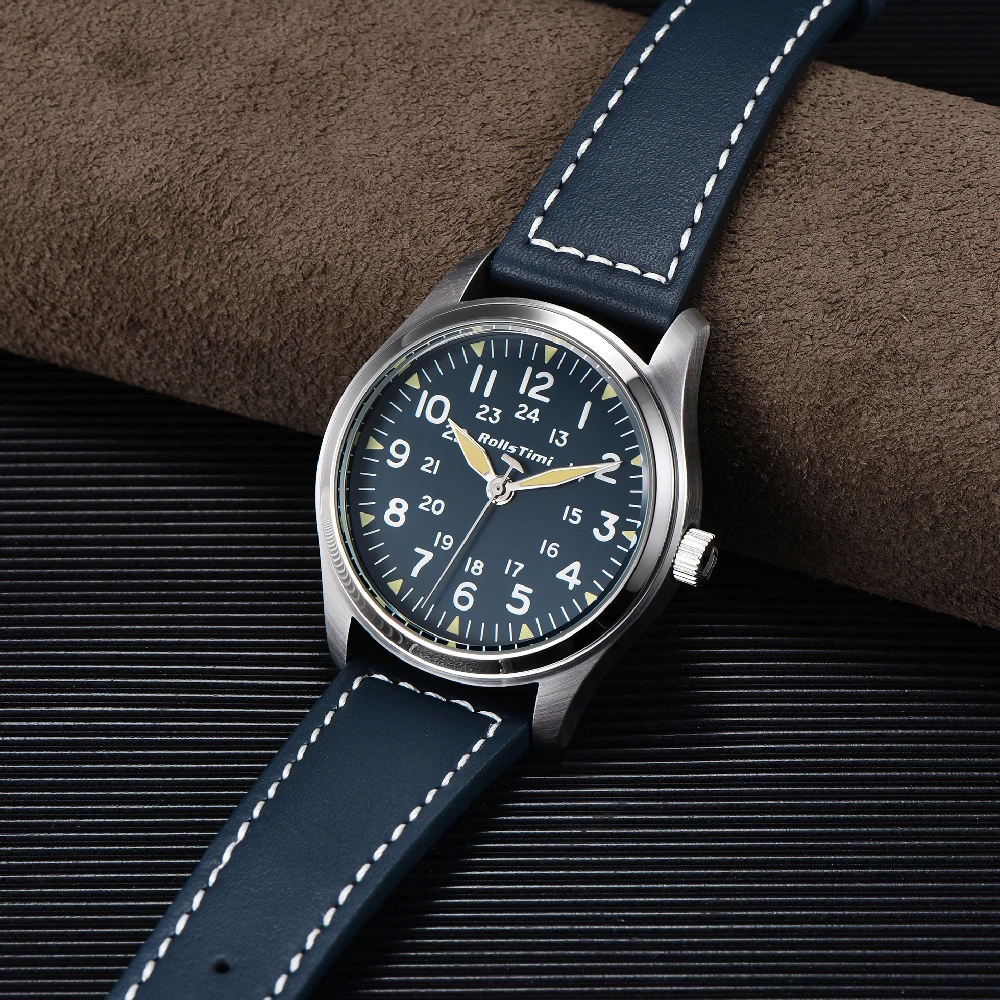 2025 neue Rollstimi Einfache Quarz Zifferblatt herren Uhren Saphir Spiegel Wasserdicht 50 M Uhr Für Männer Lederband Armbanduhr männer Image