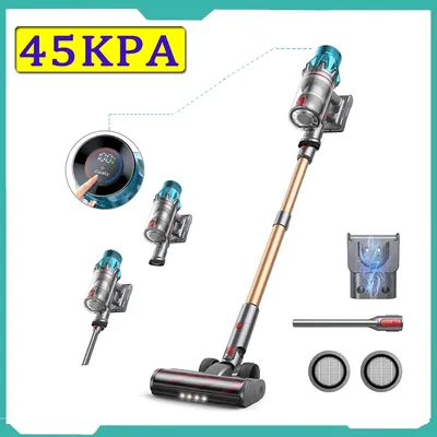 Fieety V7 Akku-Staubsauger, 45 kPa, starke Saugkraft, 60 Minuten Laufzeit, 7-lagige Filtration, LED-Touchscreen, Teppiche und Hartböden Image