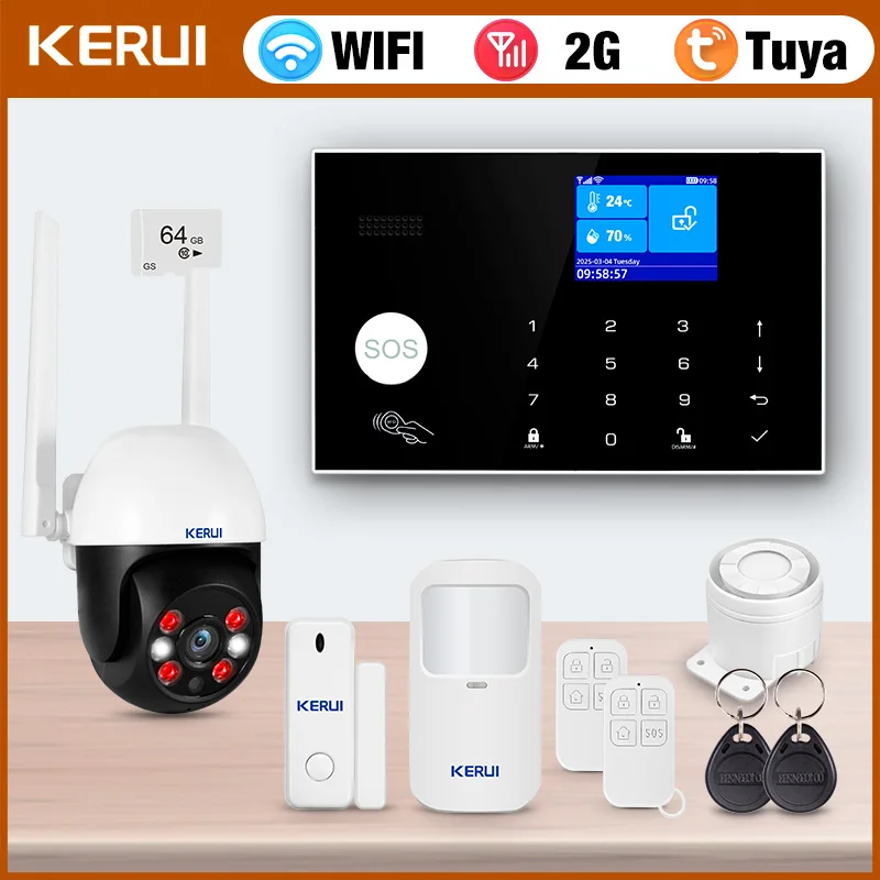 KERUI G30 GSM/WiFi-Alarmsysteme Komplettsystem, Tuya-Hausalarm mit Alarmsirene, Haussicherheitsset mit Fenstertürsensor Image