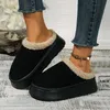 Wildleder-Winter-Hausschuhe für Damen, Freizeitschuhe mit rundem Kopf, einfarbig, flacher Boden, bequeme Damen-Hausschuhe, Größe 36–41