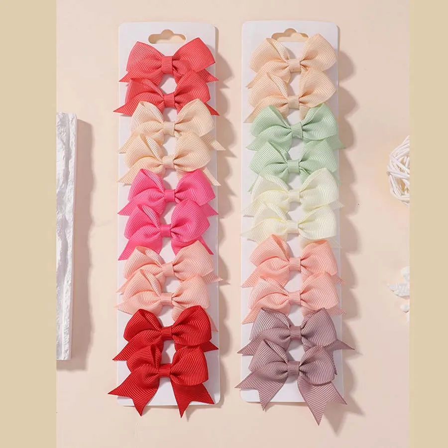 20 Teile/satz 2,4'' Ripsband Mini Bögen Haar Clips Set für Baby Mädchen Süße Prinzessin Haarnadeln Barrettes Kinder Haar zubehör Image