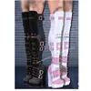 Schwarze Schnalle Nieten Plattform Stiefel Runde Kappe Blockabsatz Mode Sexy Kühlen Winter Große Größe 2024 Frau Schuhe Zapatillas Mujer