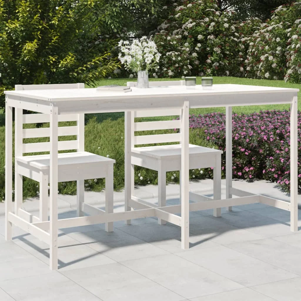Table de jardin blanche 203.5x90x110cm, en bois de pin massif, Table de Patio de jardin extérieur, Table de pique-nique, décoration de mobilier d'extérieur