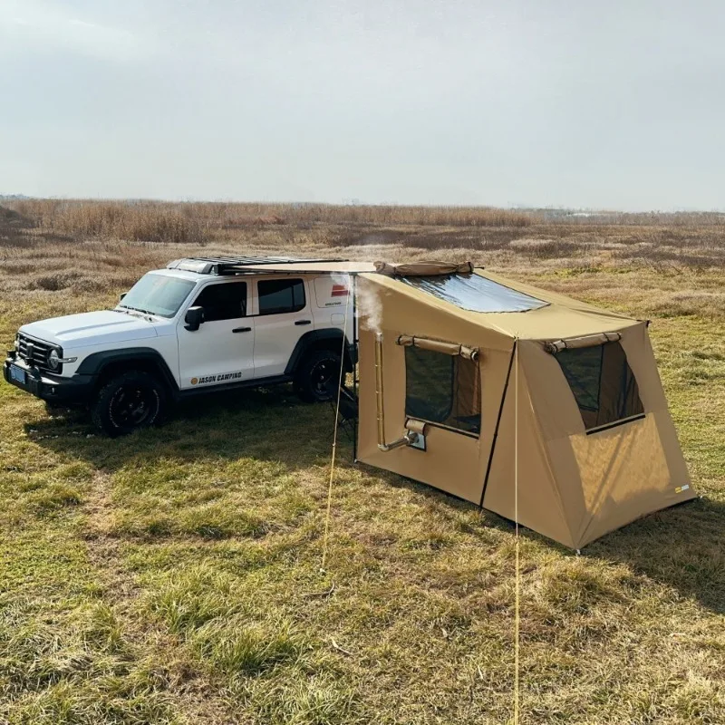 Oxford Tuch Outdoor Auto Seite Zelt Expansion Shelter Atmungsaktive Tragbare Camping Zelte Oberlicht Kamin Öffnung Reise Zelt Image