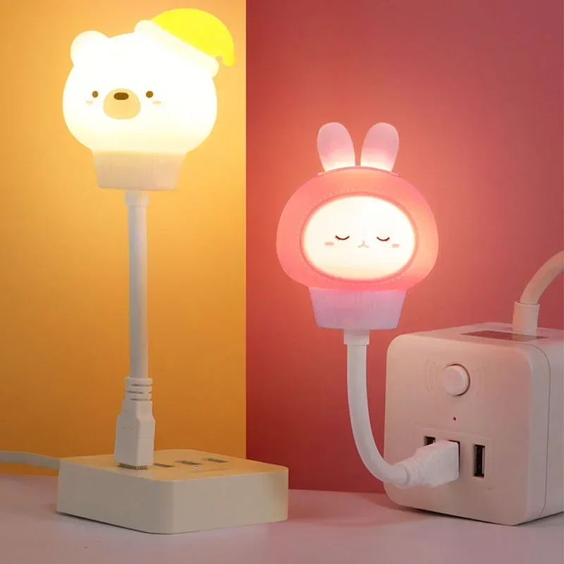 USB Nachtlicht LED Niedliche Cartoon Nachtlampe Bär Küken Kätzchen Fernbedienung für Baby Kind Schlafzimmer Dekoration Nachttischlampe