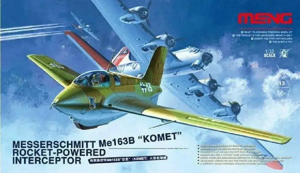 Meng Model QS-001 Messerschmitt Me 163B „KOMET“ Rocket-Powered Interceptor Assembly Plastikmodellbausatz im Maßstab 1:32 Image