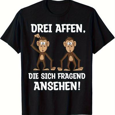 TEMU Funny Questioning Vintage Graphic T-shirt For Men- Humorous German Tee, Summer Casual Short Sleeve Round Neck, Machine Washable Regular Fit, Outdoor Sports Apparel, , Comfortable Fabric Image