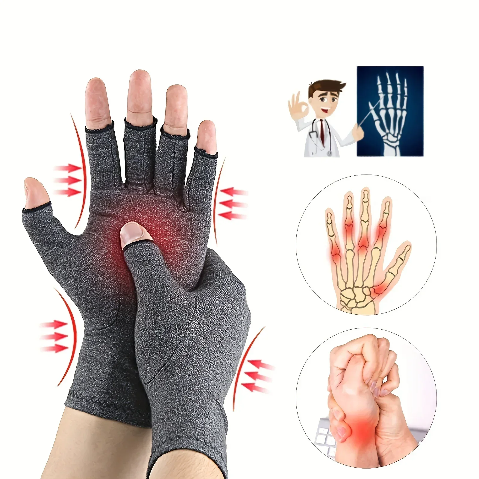 1 Paar warme Winter-Arthritis-Handschuhe, Anti-Arthritis-Behandlung, Kompressionsschmerzen, Linderung von Gelenkschmerzen, Bildschirmhandschuhe, gesunder Handschutz Image