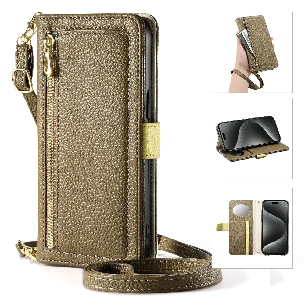Reißverschluss Brieftasche Kartenhalter Umhängetasche Handyhülle für Samsung Galaxy S25 Edge Ultra S24 Plus S23 FE A56 A26 A36 A16 A54 A14 A24 Image