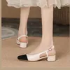 Neue 2025, Sommer-Damensandalen, elegant, mittlerer Absatz, Zehen-Maultiere, bequeme Büro-Damenschuhe, Schnallenabsätze, Damenschuhe