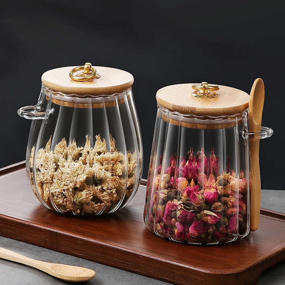 Klares Glas mit Bambus Deckel versiegelter Kanister Lebensmittelvorratsbehälter für losen Tee Kaffeebohne Zucker Salzküche Gadgets