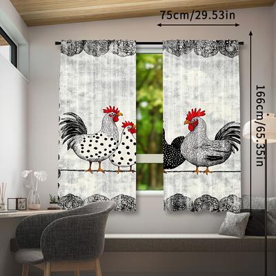 TEMU 2pcs Retro Polka Curtains, Contemporary Style, Rod Pocket, Light-filtering, Machine Washable, , Decorative Polyester Tier Curtains For Bedroom, Living Room, Office - -120g/㎡ Image