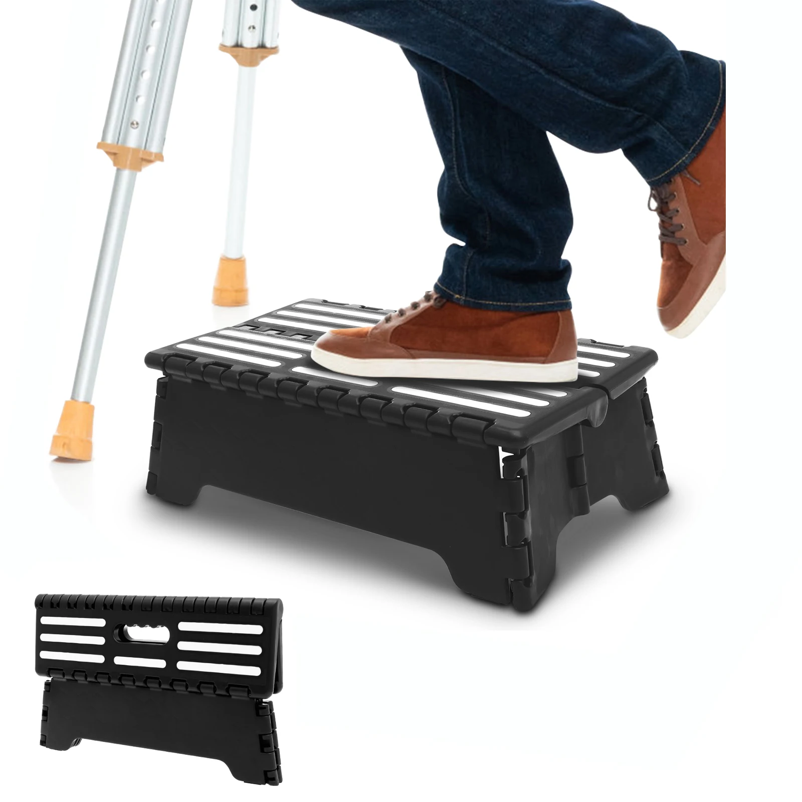 Klappbarer Tritthocker, 12,7 cm, Kunststoff, rutschfest, für ältere Erwachsene, Fußhocker, unterstützende Geräte für Badezimmer, Küche, Garten