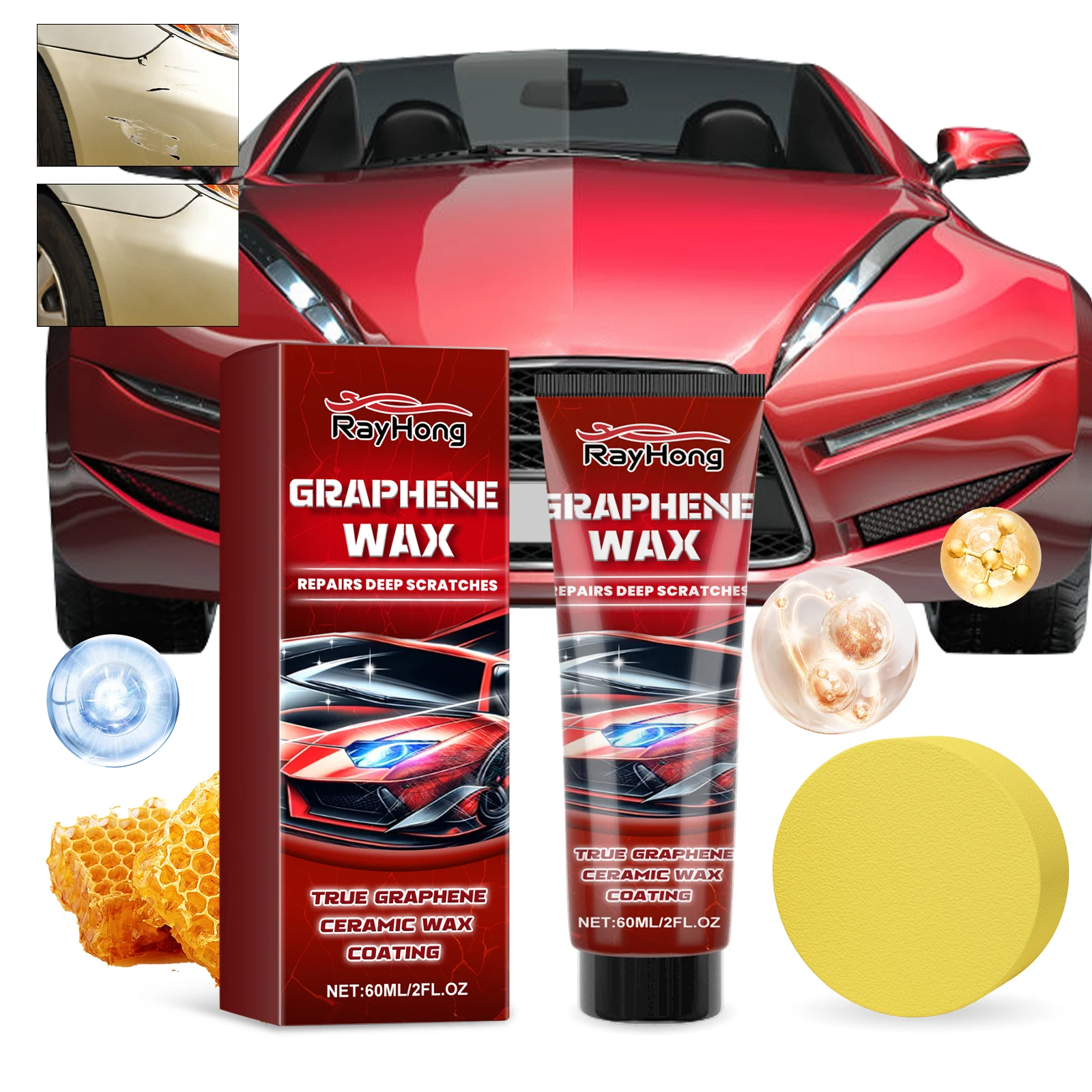 Auto Wachs Polieren Paste Kristall Harte Wachs Kratzer Reparatur Farbe Pflege Auto Waschmaschine Wasserdichte Film Beschichtung Schützende Glanz Restaurator Image