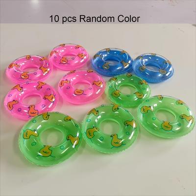 TEMU 10pcs Mini Inflatable Donut Hoops - Colorful Party Favors For Summer Pool, Bath, And Home Decor | Plastic Ornaments For Desktop And Car | No Electricity Needed, Featherless, Pool Accessories Image