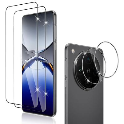 TEMU 2pcs Tempered Glass Screen Protector & 2pcs Camera Lens Protector For Oppo Find X8/x8 Pro, Anti-fingerprint Hd Protective Cover, Precise Cutouts, With No Battery Required Image