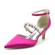 Gycdwjh Women's Stiletto High Heel Bridal Shoes Closed Toe Mid Heels Wedding Dress Pumps Crystal Ankle Strap Sexy Prom Party Sandals,Rose red,3 UK